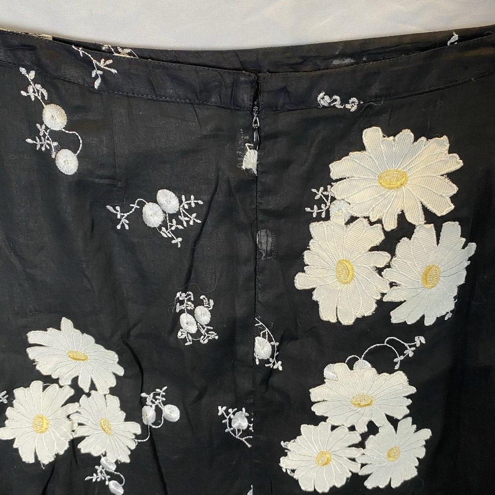 Persaman New York Womens Floral Embroidery Midi Skirt Size 12 Cotton Spring Chic - Picture 5 of 10